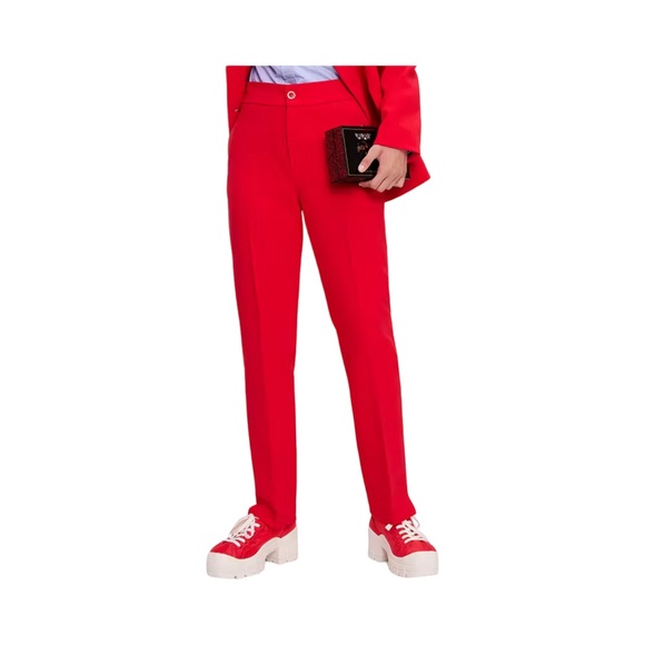 Kate Spade Mainline Red Twill Straight Leg Pants NWT Size 14 - Picture 4 of 10